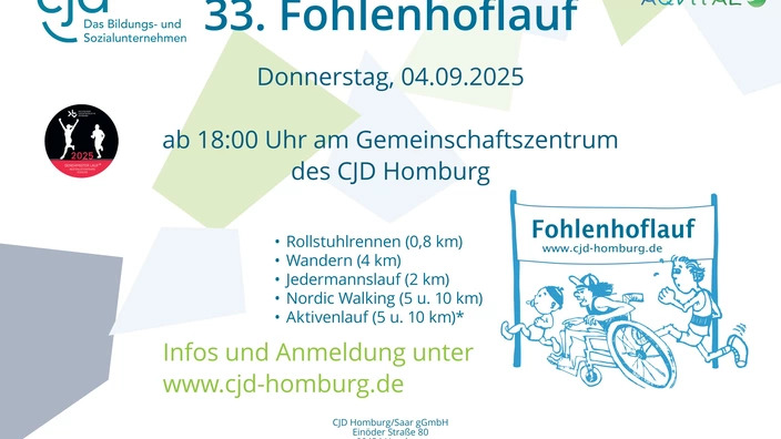 Zum 33.Mal findet der Fohlenhoflauf im CJD Homburg statt