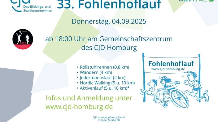 Zum 33.Mal findet der Fohlenhoflauf im CJD Homburg statt