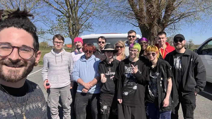 Gruppe in London gut gelaunt